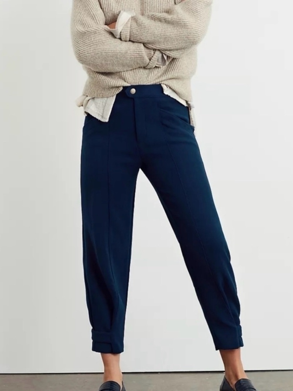 Maeve By Anthropologie Pants NWT Blue Herringbone Twill